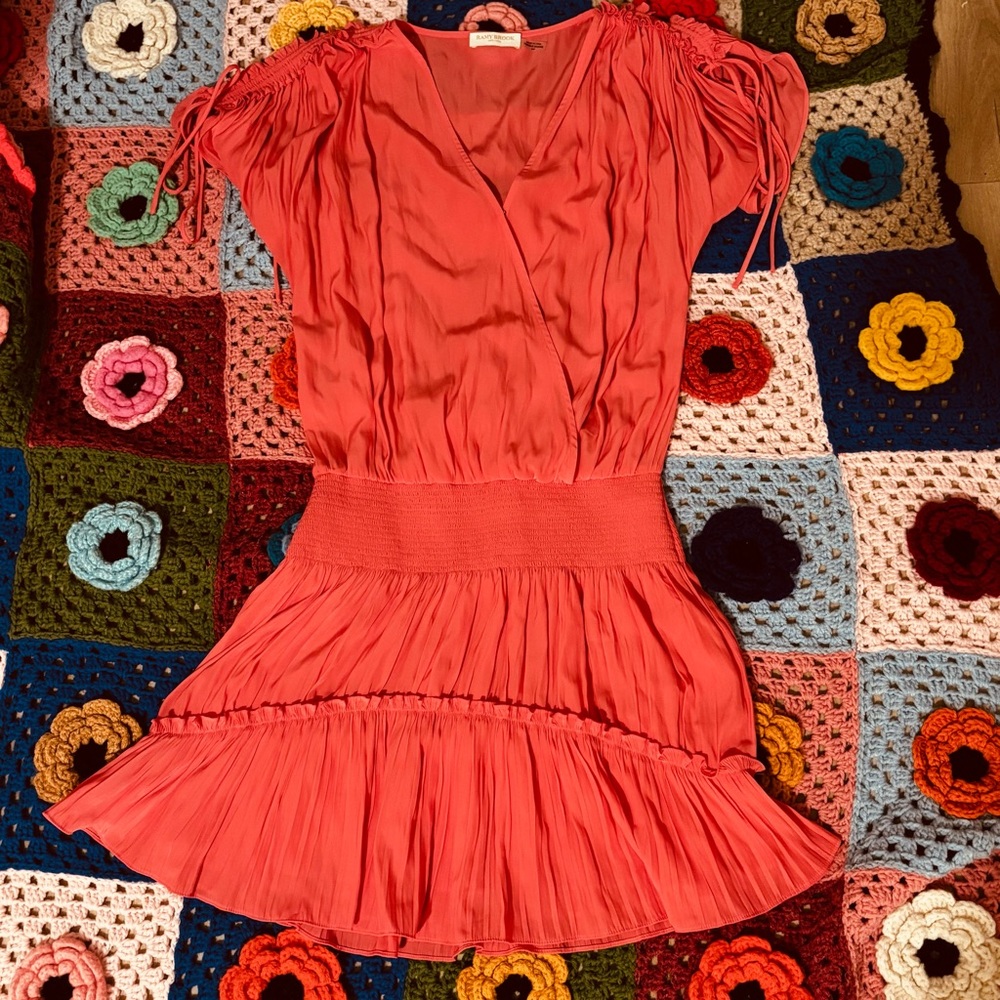 Ramy Brook Coral Ruched-Sleeve Tiered Mini Dress - Picture 6 of 10